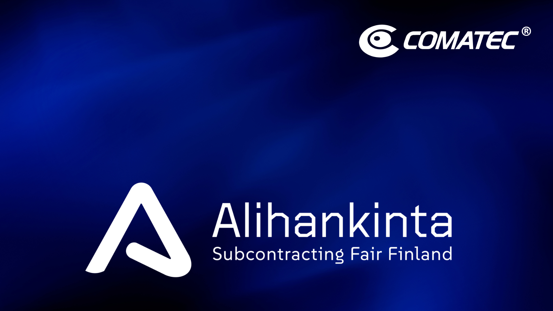 Alihankinta-messujen ja comatecin logot sinisellä pohjalla