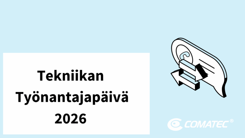 Teksti Tekniikan työnantajapäivä ja piirroskuva meili-ikonista